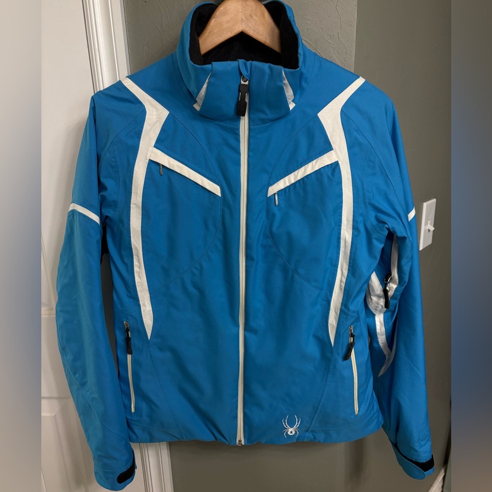 Spyder boys Blue Ski Jacket with White Contrast